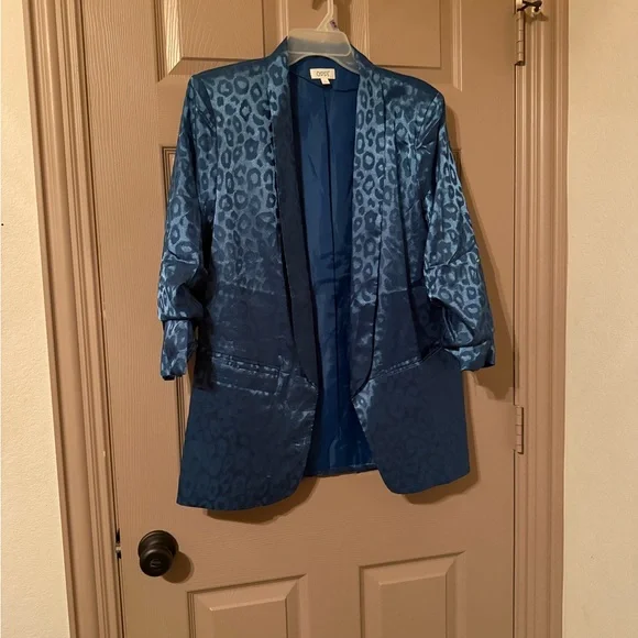 ODDY Shimmering Blue Animal Print Blazer - Picture 2 of 4